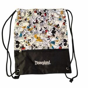 Disney Black White Comic Mickey Drawstring Bag with Multicolor Accents